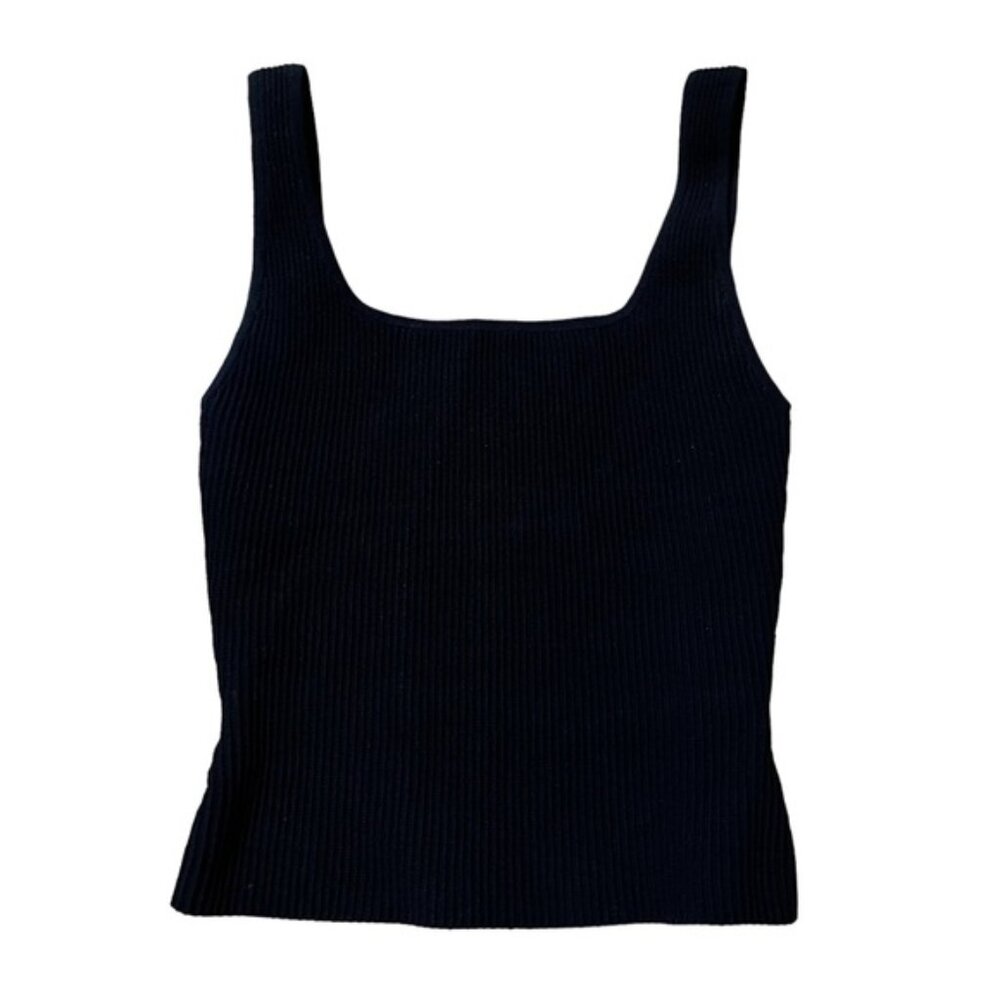 Babaton Sculpt Knit Squareneck Tank Top Black Size XS